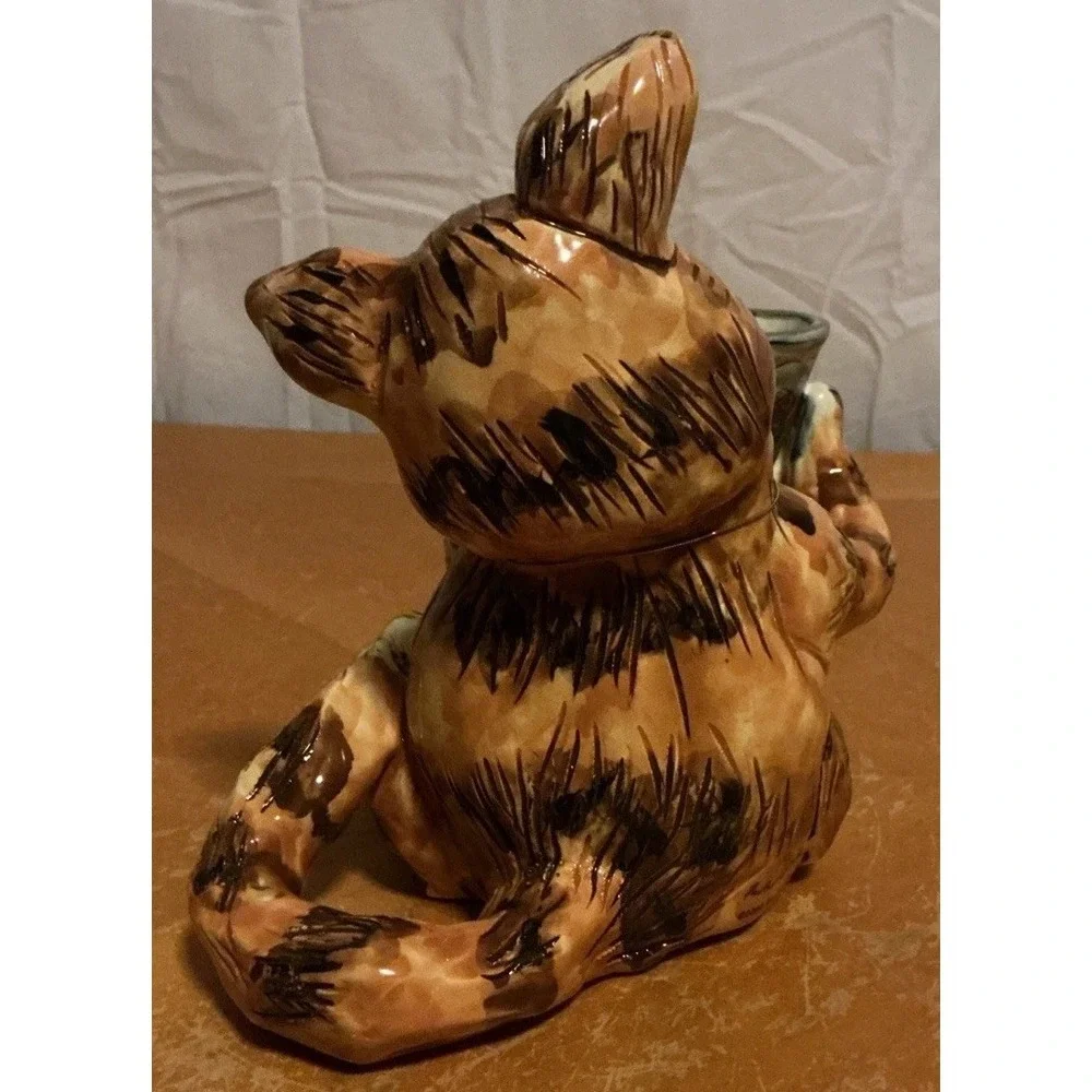 Heather Goldminc Blue Sky 2000 Clayworks Cat Figure Tealight Candle Holder W/Tag